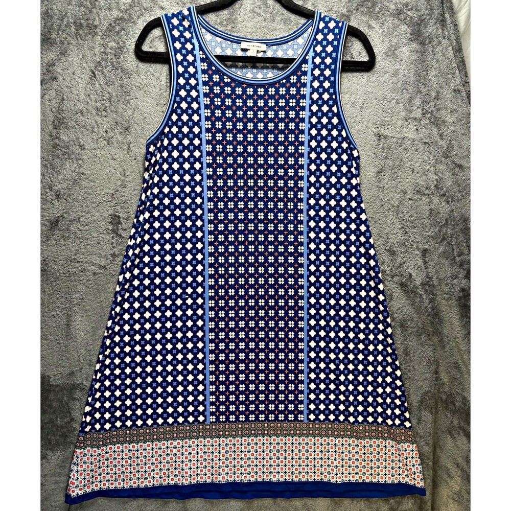 Max Studio Women’s Geometric Sleeveless Tank Top Blue/White/Red Size S